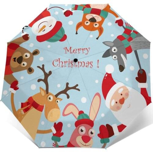 Wind Resistant Folding Automatic Umbrella Women Auto Merry Chirstmas And Santa Claus Windproof Umbrellas Rain For Men Parasol