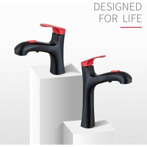 AQJ Single Handle Pull-out Sink Mixer Bathroom Accessories Sink Taps Luxury Design Kitchen Accessories Sink Faucet for Bathroom