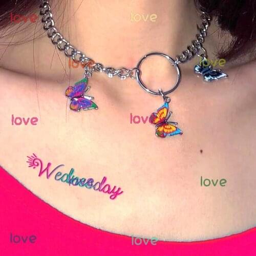 Y2K Jewelry Rainbow Butterfly Necklace For Women Metal Punk Cool Harajuku Vintage Necklace Charms 90s Aesthetic Gifts New 2021