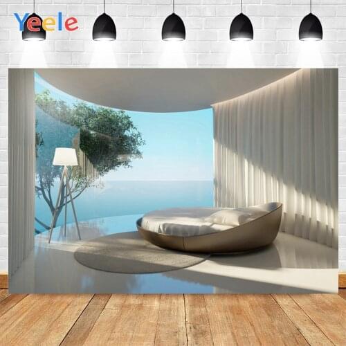 Yeele Bright Sunshine Window White House Sofa Blue Sea Background Photophone Photo Studio Photography for Decor Customized Size