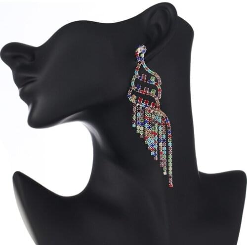 YFJEWE women Big Tassel Earrings Crystal Rhinestone Party Long Drop Earrings Bridal Wedding Jewelry Christmas Gift E641