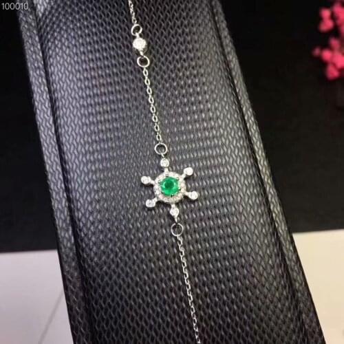 Elegant lovely Stars wheel Natural green emerald Bracelet Natural gemstone Bracelet 925 silver bracelet women girl gift Jewelery