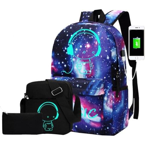 Women Backpack Fashion Starry Sky School Backpack Luminous USB Charging School Bags for Teenage Girls Backpacks Schoolbag Child
