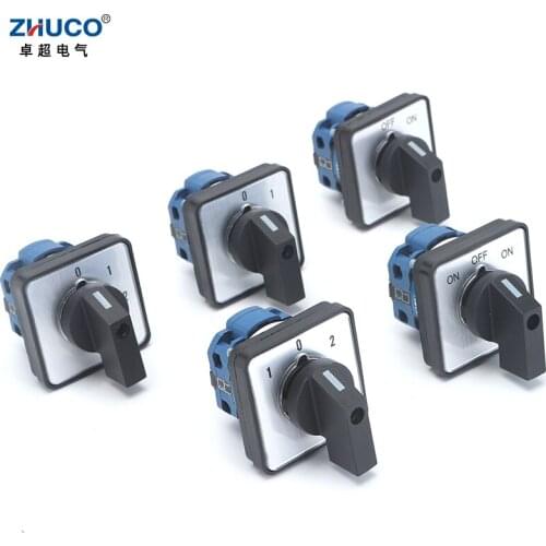 ZHUCO SZW26/LW26-20 OFF-ON ON-OFF-ON 012 01 102 20A 660V 1 Pole Selector rotary Cam Changeover Switch 64X64 48X48 mm Panel mount