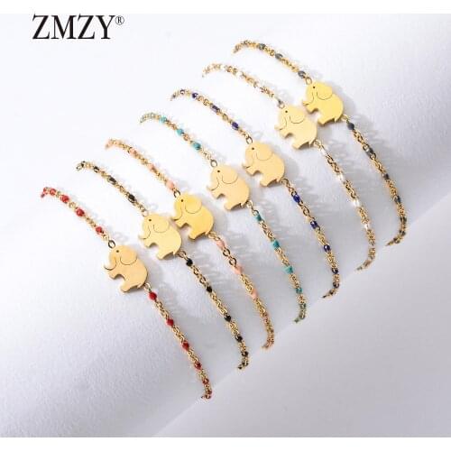 ZMZY Cute Charm Elephant Bracelet Friendship Bracelet Gift Bracelets for Women/Girls/Kids Gold Color Stainless Steel Jewelry
