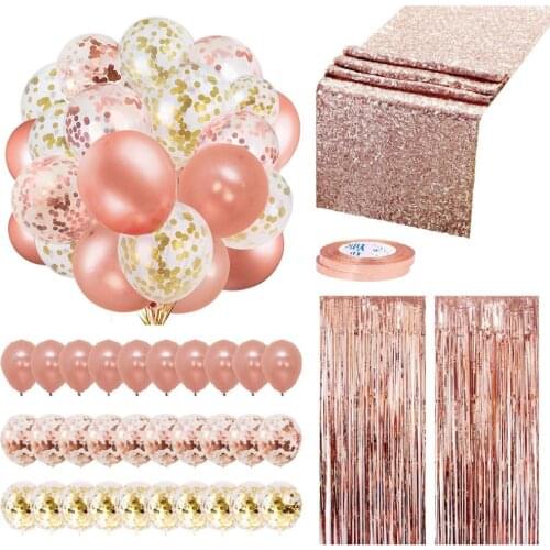 Party Decoration Set Aluminum Foil Curtain Rain Curtain Sequin Tablecloth Latex Balloon Balloon Party Decoration Supplies
