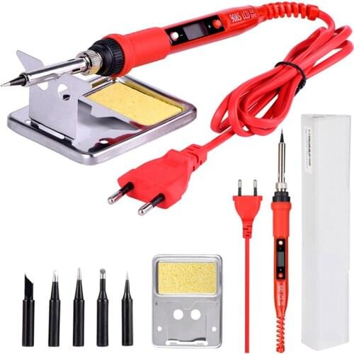 220V 80W LCD Electric Soldering Iron Adjustable Temperature Solder Iron Tools with Quality Soldering Iron Tips Kits Stand Tool
