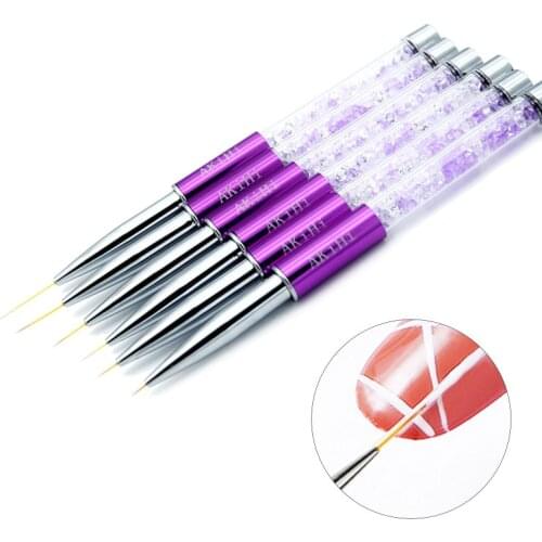 5-20mm Nail Art Line Painting Brushes Crystal Acrylic Thin Liner Drawing Pen Manicure Tools UV Gel Manicure Tools