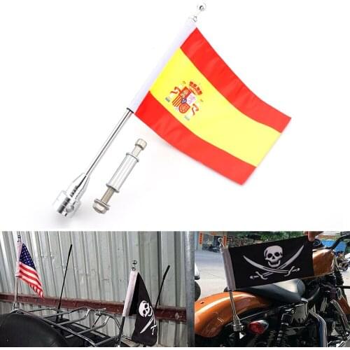 Motorcycle Rear Side Mount Luggage Rack Vertical Pirate Flag Pole For Harley Touring Road King Glide FLHT Sportster XL 883 1200