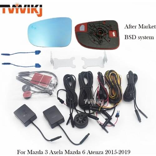 TVYVIKJ Side rearview mirror blue glass Lens with After market Blind spot system For Mazda 3 Axela Mazda 6 2015-2019 anti glare