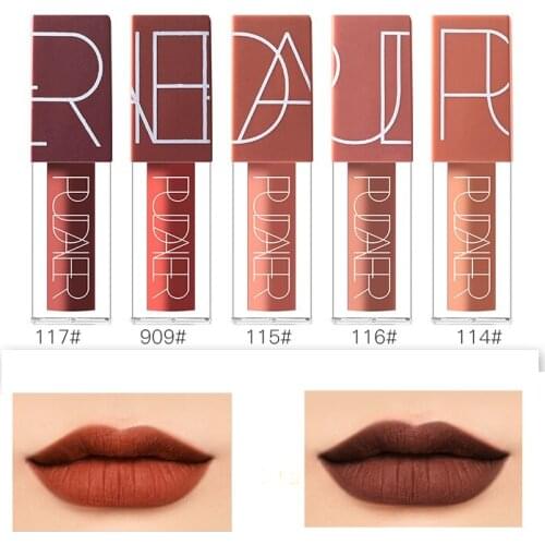 Brand Makeup Pudaier 5 Colors Matte Liquid Lipstick Nude Brown Chocolate Rose Lipstick Lip Gloss Matte Velvet Lips Waterproof
