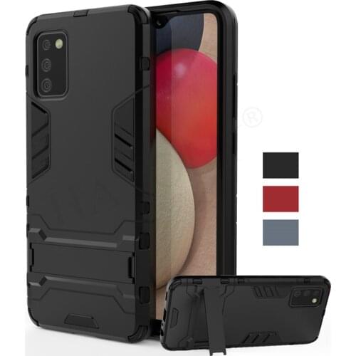 For Samsung Galaxy A02S Case TPU Bumper Robot Holder Stand Shockproof Armor Back Cover Samsung A02 S Phone Case For Samsung A02S