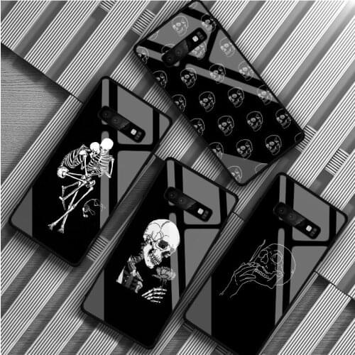 Skeleton Rose Tempered Glass Phone Case For Samsung Galaxy S8 S9 S10 S20 PLUS J8 J6 J4 2018 NOTE 8 9 10 Cover Shell