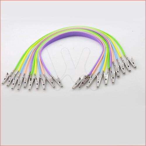 10pcs Dental Patient Bib Clips Chains Coil Napkin Holder Crocodile Clip Stretchy