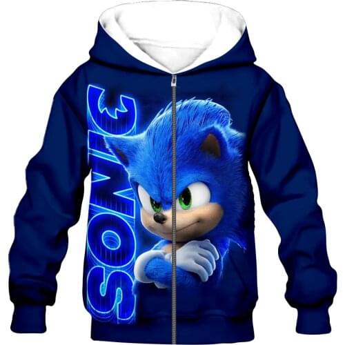 Sonic cartoon kid 3D print Flannelet Children zipper coat Sweatshirt/Hooded//family clothing design dropshipping