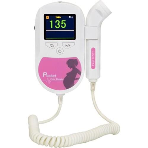 2.0MHZ CONTEC Sonoline C Baby SoundC1 Doppler Fetal Heart Rate Monitor Home Pregnancy Heart Rate Detector LCD Display Pink