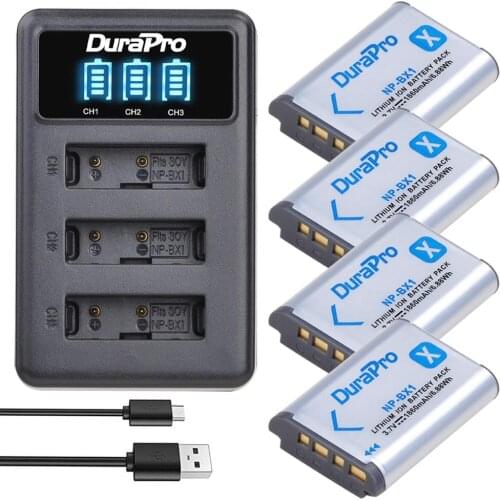 4x 1860mAH NP-BX1 Rechargeable Battery +LED 3 Port USB Charger For SONY DSC RX1 RX100 RX100iii M3 M2 WX300 HX300 HX400 HX50 HX60
