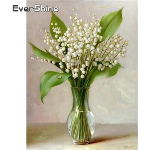 Evershine 5D Diamond Painting Flower Vase Full Square Rhinestones Mosaic Embroidery Full Set Home Decoration Modern