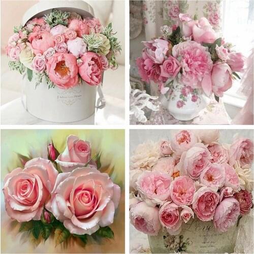 HUACAN Diy Diamond Painting Flower Full Square Diamond Embroidery Cross Stitch Peony Mosaic Picture Home Decor