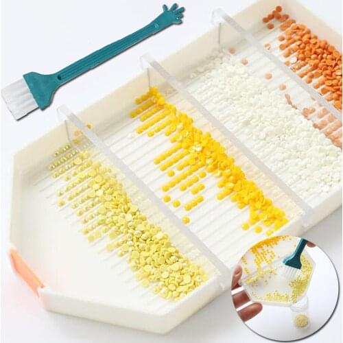Diamond Painting Tools Kits Large Tray 4 Slots Easy to Work with 4 Colors Beads Together DIY Painting with Diamonds Accessories