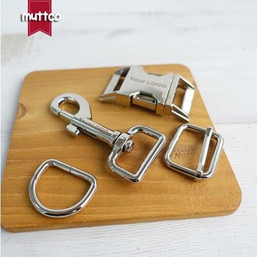 100sets/lot (metal buckle+adjust buckle+D ring+metal dog clasp/set) engraved buckle 25mm DIY dog collar leash accessory 4 colors