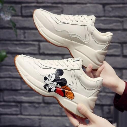 Disney sneakers cartoon Mickey daddy shoes girl new ins wild Mickey Mouse sports platform platform casual Ladies sports shoes
