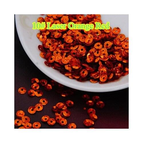 50g 8mm Cup Laser Bright Sequin Round Paillettes Sewing Hologram Sequins 10#Laser Orange Red