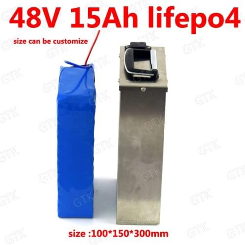 GTK lithium 48v 15ah Lifepo4 battery pack Bicycle rear frame battery for 1000W bicycle motor scooter mountain bike +3A Charger