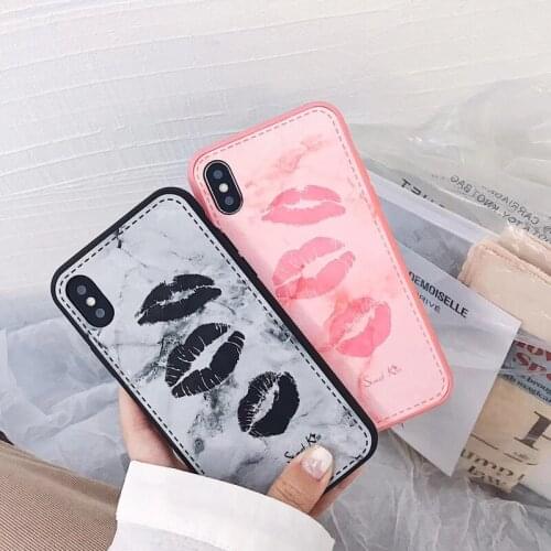 Marbling Sexy Lips Phone Case For iphone 6 6S 7 8 Plus X Back Cover Hard Case Marble Phone Case