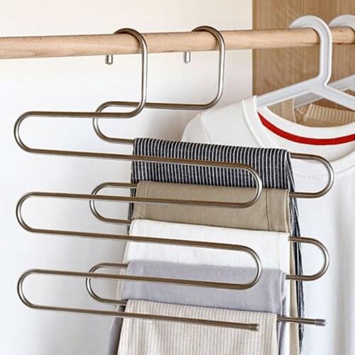 MultifunctionTrousers Hanger S Type Pants Rack Multilayers Trousers Hanger Home Wardrobe Hotel Closet Drying Rack