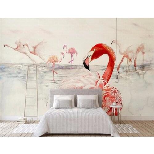 Custom wallpaper murals Nordic simplicity hand-painted flamingo TV background wall home decoration mural 3d wallpaper