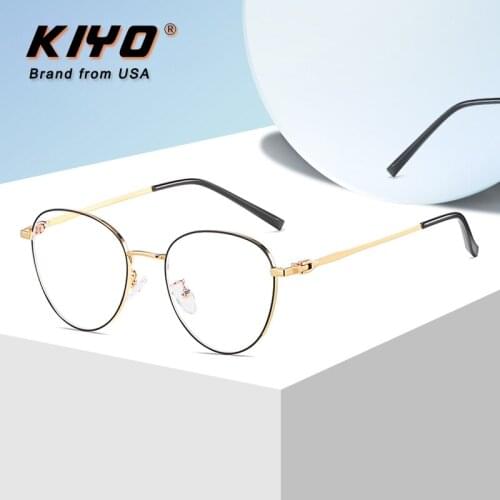 KIYO Brand 2020 New Women Men Fashion Anti Blue Light Optical Frame Metal Eyeglasses Frames Round Spectacles Glasses 9650