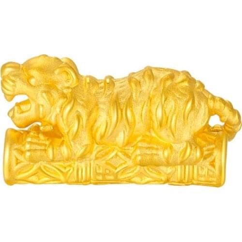 New 24K Yellow Gold Bracelet 3D Hard Gold Tiger Coin Bracelet Bring Lucky For Men