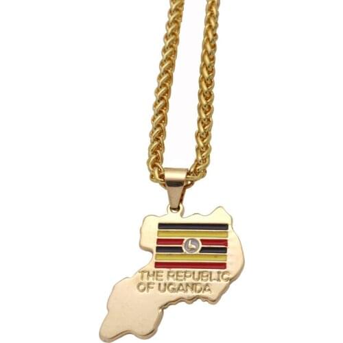 The republic of uganda National Flag pendant necklace , country map jewelry