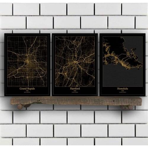 Grand Rapids Hartford Honolulu Huntsville Knoxville Lafayette Lansing Laredo Las Vegas Lexington Little Rock Map Poster