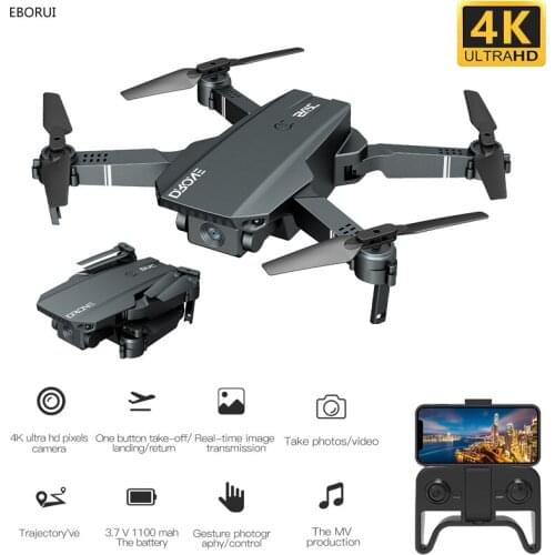 EBORUI S107 RC Drone WiFi FPV 4K/720P HD Camera Altitude Hold One Key Return Foldable RC Drone Quadcopter for Kids & Beginner
