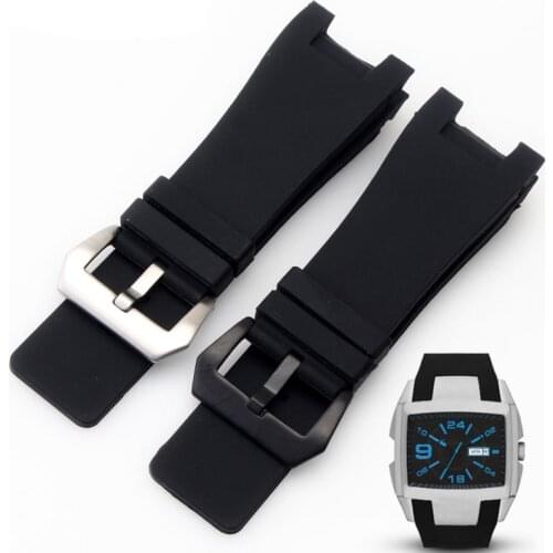32x18mm Silicone Rubber Watch straps Stainless Steel Pin Clasp for Diesel DZ1216 DZ4246 DZ1215 Men Watch Accessories Bands+Tools