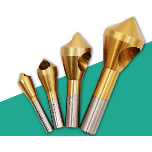 4PC Chamfering Head Counter Sink Chamfer End Tools Cutter Taper Screw Hole Drill Bit