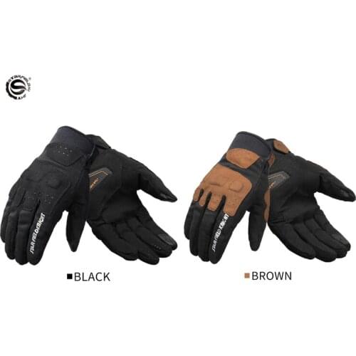 SFK- Motorcycle High-Grade Leather Protective Gloves Off-Road Racing Hard Leather Protective Brown Black Gloves Breathable
