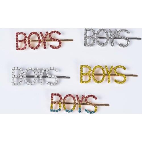 CZ Rhinestone Crystal Letter BOYS Hairpins Women Wedding Bridal Hairclips Barrettes Femme Faux Pearl Alphabet Hair Clips Jewelry