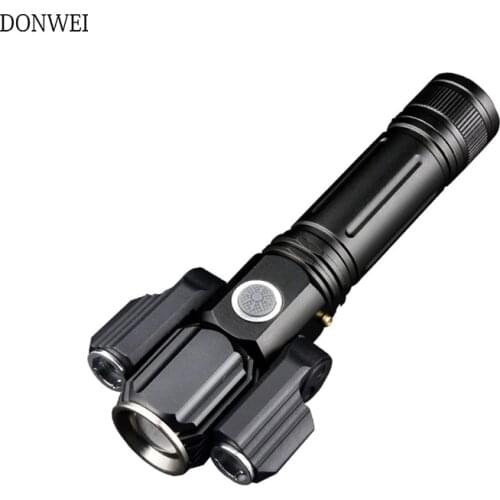 Ultra Bright 20W Led flashlight 3 Head led Torch Recharged Adjustable T6 3 Modes Flashlight Night Bicycle Light Work light