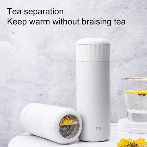 Stainless steel tea and water separation vacuum flask ladies portable creative water cup, pure color airless bottle for outdoor