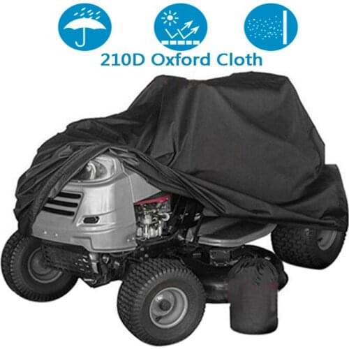210D Oxford Cloth Waterproof Black Lawn Mower Cover Tractor Cover Durable Car Sun Protection Antifreeze Cover 6 Sizes