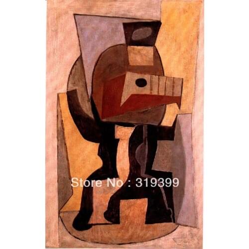 Oil Painting Reproduction on Linen canvas,guitar-on-pedestal-1920 by pable picasso ,Museam Quality',Fast Free ship,handmade