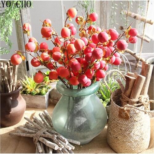 YO CHO Artificial Plants Indoor Mini Apples Succulent Plant For Bedroom Office Garden DIY Decor Vivid Artificial Fruit Wholesale