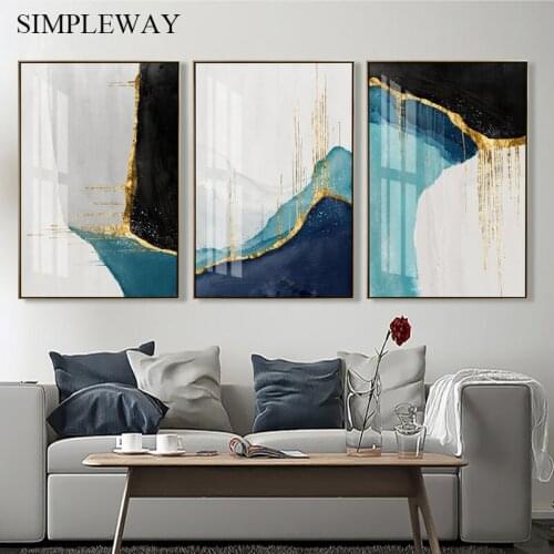Golden Abstract Art Painting Simplicity Artwork Canvas Poster Nordic Print Wall Picture Modern Home Living Room Decoration