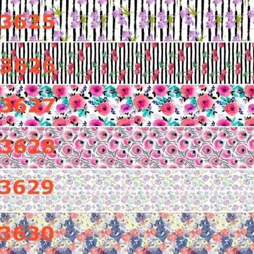 10yards - different sizes - Flowers printed grosgrain ribbon - flower pattern/pink/ girl style ribbon