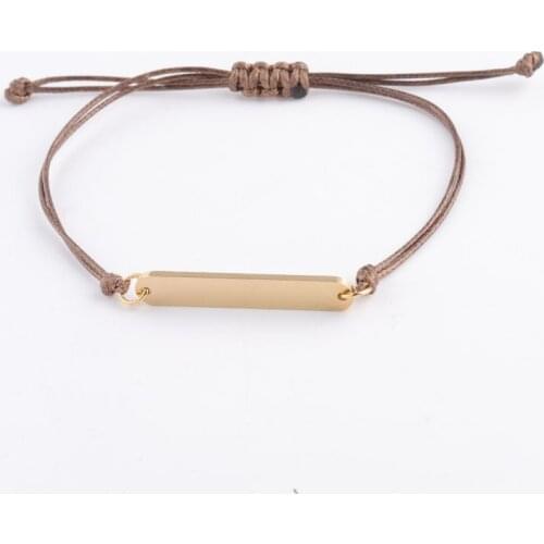 100% Stainless Steel Plate Bracelet Blank For Engraving Adjustable Rope Chain Braid Bracelets Wholesale 10pcs