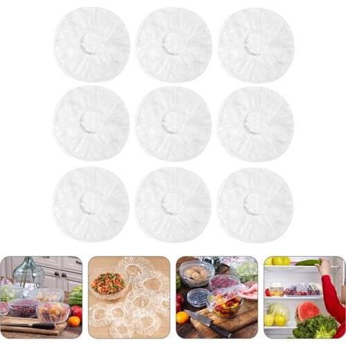100Pcs Disposable Bowl Cover Elastic Food Dust Plastic Wrap Cover Disposable Food Elastic Mouth Plastic Wrap Cover