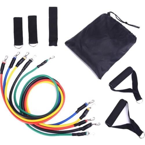 11PCS/Set Pull Rope Set Elastic Tube Resistance Training Device Fitness Equipment Yoga Band Elastic Pull Ropes Exercise Kit